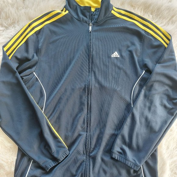 Adidas Men's blue-yellow Three Stripe Logo Full Zip Track Jacket Size: XL - Picture 2 of 12
